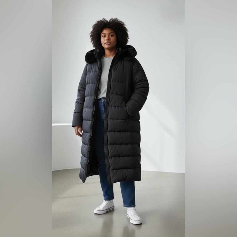 3X Black Puffer Coat by Pennington 2 zippers big pockets